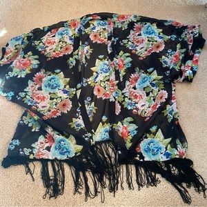 Duster, Floral Roses w/Fringe
